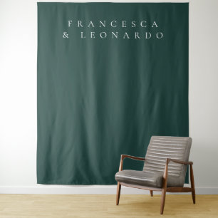 Klassieke smaragdgroene eenvoudige trouwachtergron wandkleed