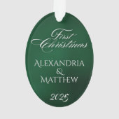 Klassieke smaragdgroene eerste kerst van het koppe ornament (achterkant)