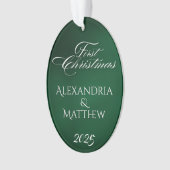 Klassieke smaragdgroene eerste kerst van het koppe ornament (voorkant)