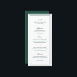 Klassieke smaragdgroene elegante bruiloft menu<br><div class="desc">Klassieke stijl woud groen / smarald groen trouwmenu met een eenvoudig en minimaal ontwerp met uw monogram, namen en trouwdatum bovenaan, samen met uw menu omringd door een dubbele rand. De doopvonten afwisselen tussen en elegant manuscript, een traditionele serif en minimaliseert serif doopvonten. Dit menu is geweldig voor een officiële...</div>
