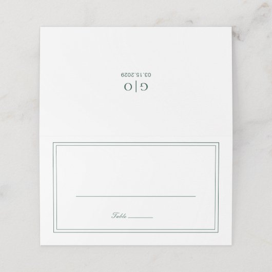 Klassieke smaragdgroene elegante bruiloft plaatskaartje (Buitenkant ongevouwen)