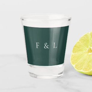 Klassieke smaragdgroene monogram eenvoudige trouw shot glas