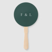 Klassieke Smaragdgroene Monogram Foto Bruiloft Handwaaier (Voorkant)