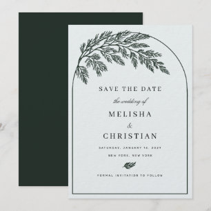 Klassieke Smaragdgroene Winter Save the Date Kaa