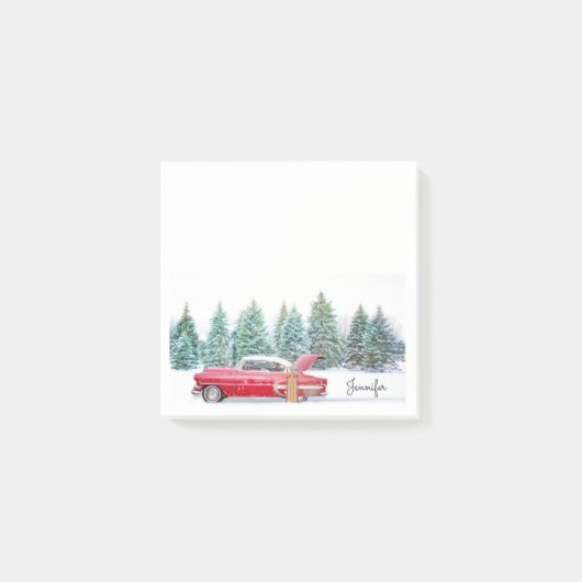 Klassieke sneeuwgeleide w naam Stocking Stuffer Post-it® Notes (Voorkant)