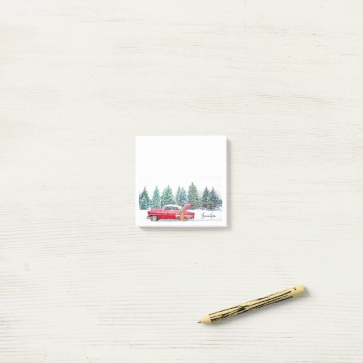 Klassieke sneeuwgeleide w naam Stocking Stuffer Post-it® Notes (Op bureau)