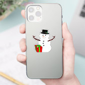 Klassieke sneeuwman met cadeau sticker (Telefoon)
