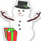 Klassieke sneeuwman met cadeau sticker (Voorkant)