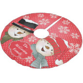 Klassieke sneeuwpoppen op de gevlekte roodbeugel kerstboom rok (Gekanteld)