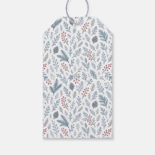 Klassieke Sneeuwrijke Winter Forest Trees Art Patt Cadeaulabel (Achterkant)