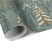 Klassieke Sneeuwrijke Winter Forest Trees Art Patt Cadeaupapier (Rol Hoek)