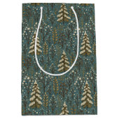 Klassieke Sneeuwrijke Winter Forest Trees Art Patt Medium Cadeauzakje (Voorkant)