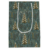 Klassieke Sneeuwrijke Winter Forest Trees Art Patt Medium Cadeauzakje (Achterkant)