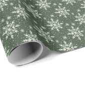 Klassieke Sneeuwvlok Elegantie - Groene & Witte Wi Cadeaupapier (Rol Hoek)