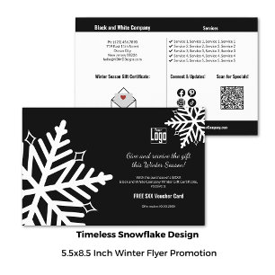 Klassieke Sneeuwvlok Winter Promotie Zwart & Wit Flyer