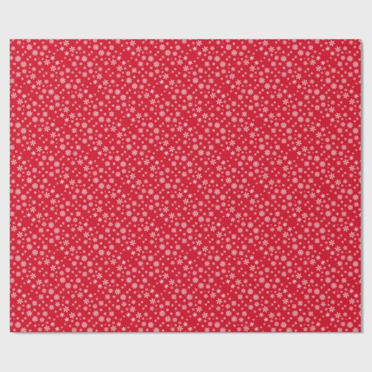 Klassieke Sneeuwvlokken Kerst Rood Extra Groot XL Cadeaupapier (Vlak)