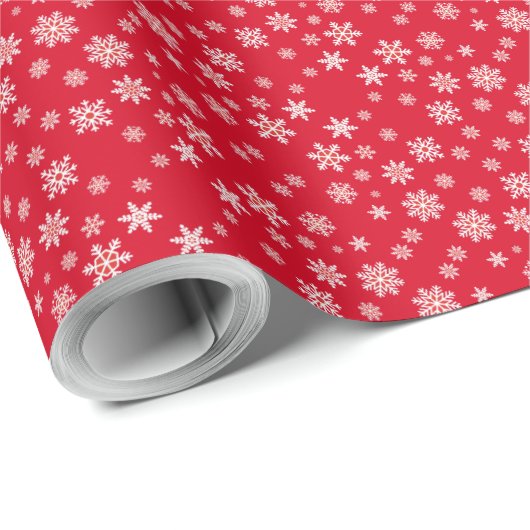 Klassieke Sneeuwvlokken Kerst Rood Extra Groot XL Cadeaupapier (Rol Hoek)