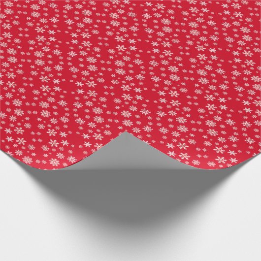 Klassieke Sneeuwvlokken Kerst Rood Extra Groot XL Cadeaupapier (Hoek)