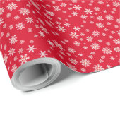 Klassieke Sneeuwvlokken Kerstmis Rood Extra Groot  Cadeaupapier (Rol Hoek)