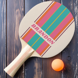 Klassieke Snoep Regenboog Bord Strepen met Naam Tafeltennisbatje