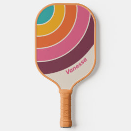 Klassieke Snoep Regenboog Cirkel Streep met Naam Pickleball Paddle