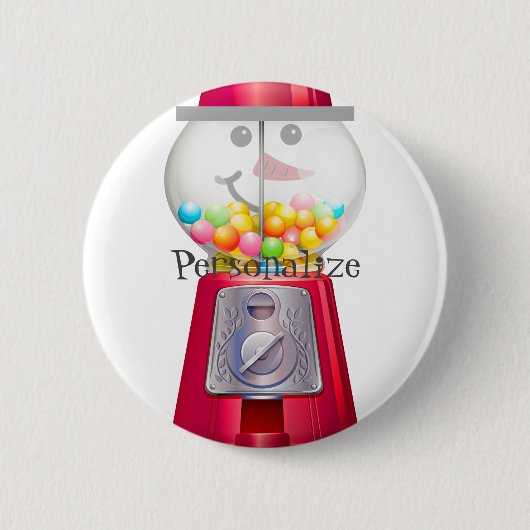 Klassieke snoepautomaat sneeuwman sneeuwbol ronde button 5,7 cm (Voorkant)