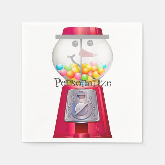 Klassieke snoepautomaat sneeuwman sneeuwbol  servet (Voorkant)