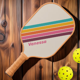 Klassieke Snoepjes Regenbooggestreept met Naam Pickleball Paddle
