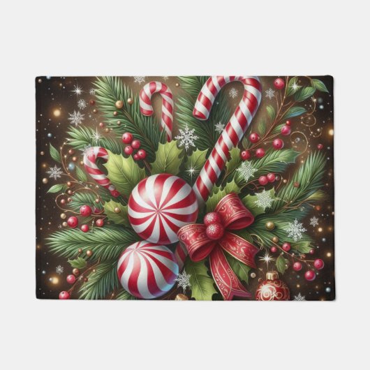 Klassieke snoepriet / pepermunt kerstgroen deurmat (Voorkant)