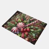 Klassieke snoepriet / pepermunt kerstgroen deurmat (Schuin)