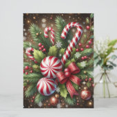 Klassieke snoepriet / pepermunt kerstgroen feestdagenkaart (Staand voorkant)