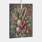 Klassieke snoepriet / pepermunt kerstgroen glas ornament (Voorkant Rechts)