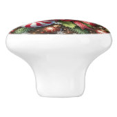 Klassieke snoepriet / pepermunt kerstgroen keramische knop (Zijkant)