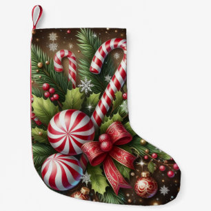 Klassieke snoepriet / pepermunt kerstgroen kleine kerstsok