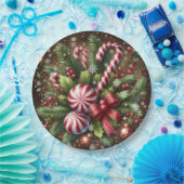 Klassieke snoepriet / pepermunt kerstgroen papieren bordje (Feest)