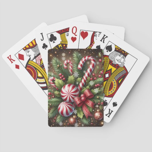 Klassieke snoepriet / pepermunt kerstgroen pokerkaarten (Achterkant)