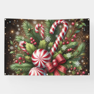 Klassieke snoepriet / pepermunt kerstgroen spandoek