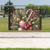 Klassieke snoepriet / pepermunt kerstgroen spandoek (Insitu)