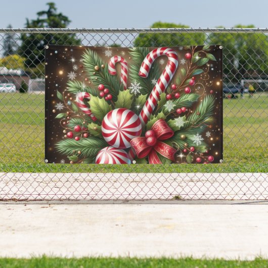 Klassieke snoepriet / pepermunt kerstgroen spandoek (Insitu)