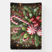 Klassieke snoepriet / pepermunt kerstgroen spandoek (Verticaal)