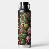 Klassieke snoepriet / pepermunt kerstgroen waterfles (Voorkant)