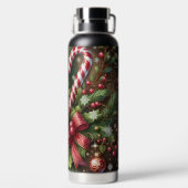 Klassieke snoepriet / pepermunt kerstgroen waterfles (Achterkant)