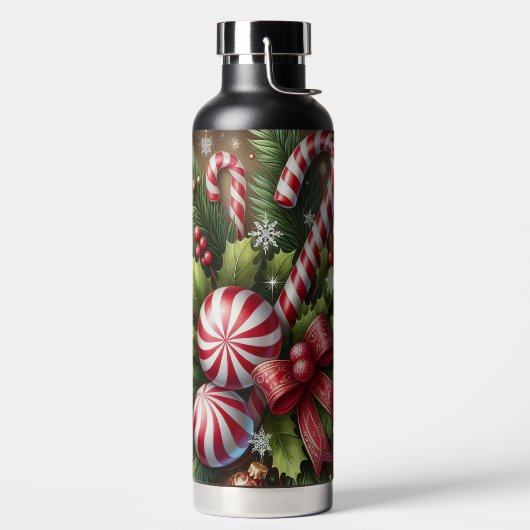 Klassieke snoepriet / pepermunt kerstgroen waterfles (Links)