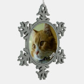 Klassieke Snowflake Dated Photo Pewter Tree Ornami Tin Sneeuwvlok Ornament (Links)