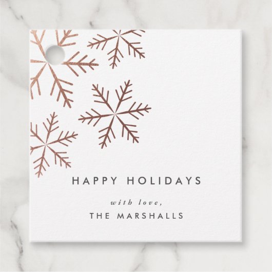 Klassieke Snowflake Faux Folie Holiday Bedankjes Labels (Voorkant)