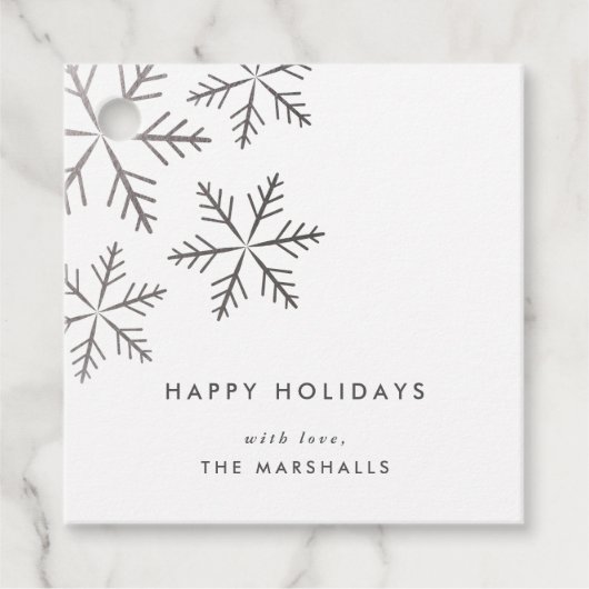 Klassieke Snowflake Faux Folie Holiday Bedankjes Labels (Voorkant)