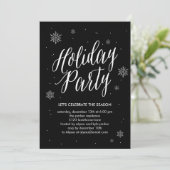 Klassieke Snowflakes Holiday Party Uitnodiging (Staand voorkant)