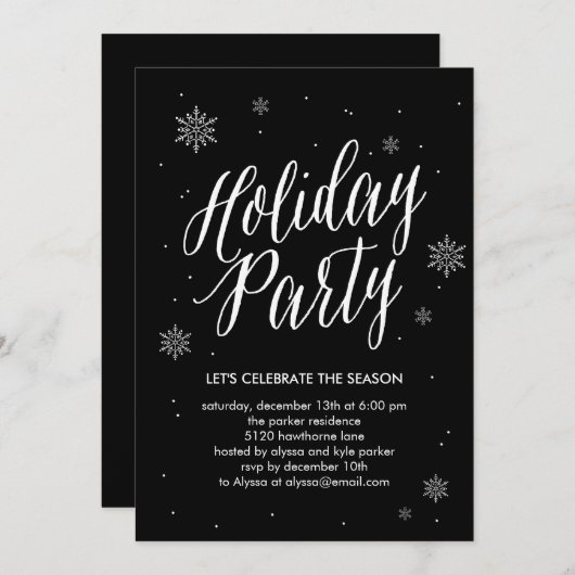 Klassieke Snowflakes Holiday Party Uitnodiging (Voorkant / Achterkant)