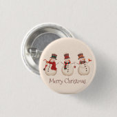Klassieke Snowmen Kerstmis Button (Voorkant /achterkant)