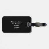 Klassieke Solid Black White - aangepaste Initialen Bagagelabel (Achterkant horizontaal)